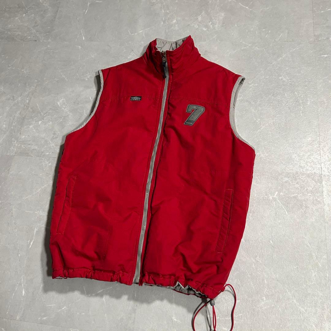 90s OLD UMBRO リバーシブル 短丈パファーベスト 中綿ダウン Y2K