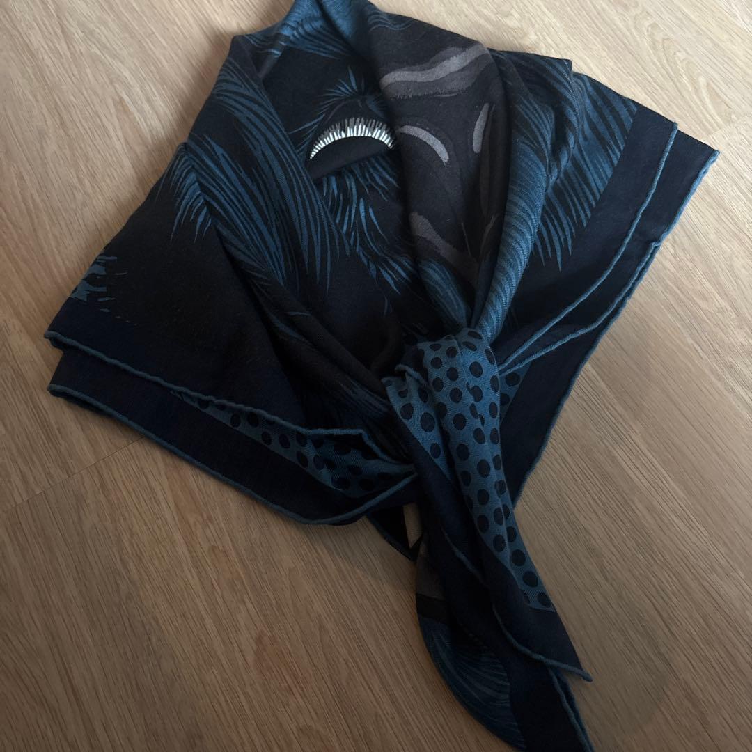 HERMES スカーフ カレH100 カシミヤシルク カシシル 大判ショール