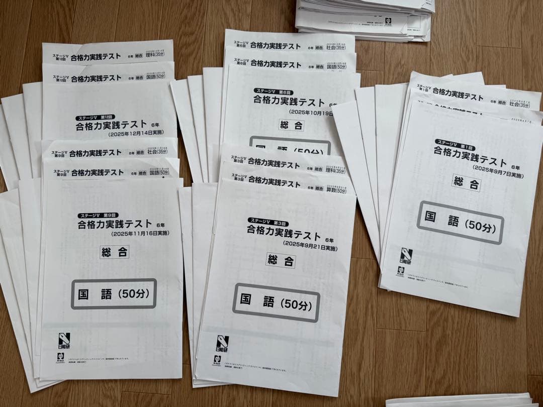 日能研6年（2025年度）　公開模試　育成テスト　夏講習などセット