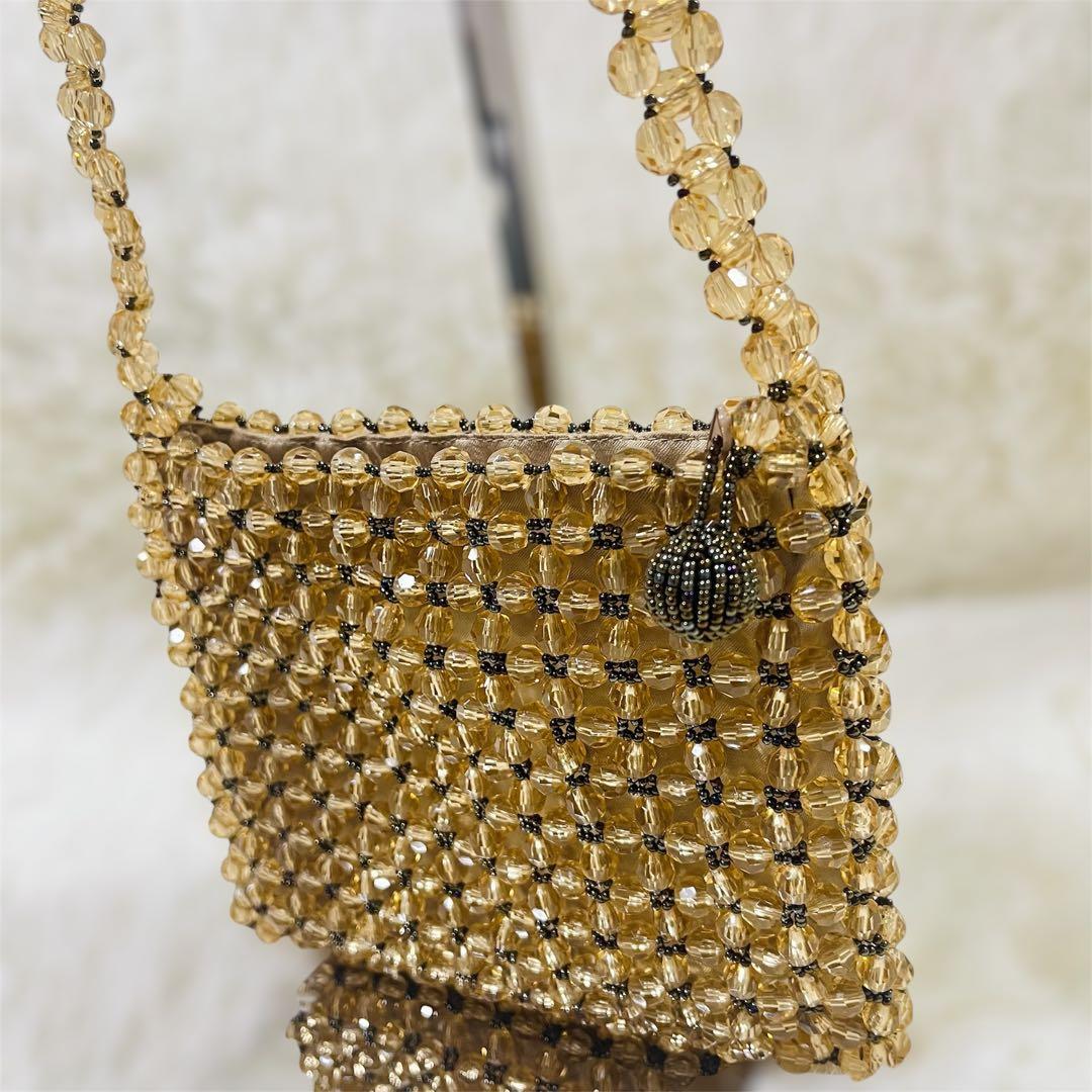 美品 FURLA フルラ ビーズバッグ シャンパンゴールド ビンテージ 希少