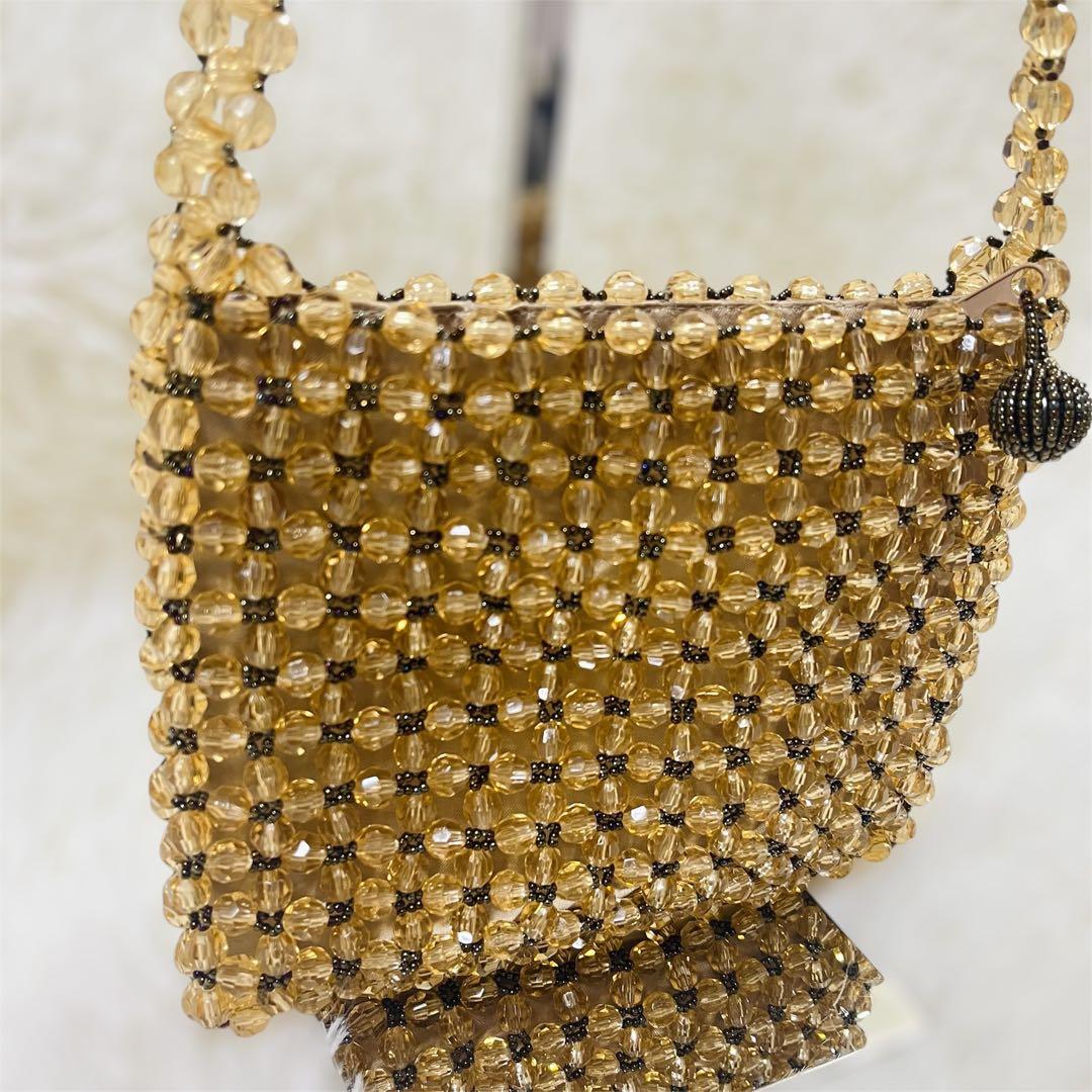 美品 FURLA フルラ ビーズバッグ シャンパンゴールド ビンテージ 希少