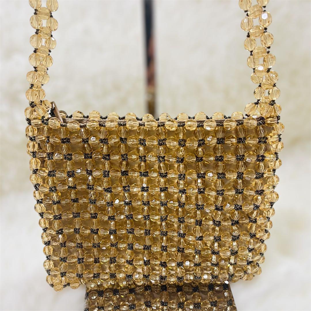美品 FURLA フルラ ビーズバッグ シャンパンゴールド ビンテージ 希少