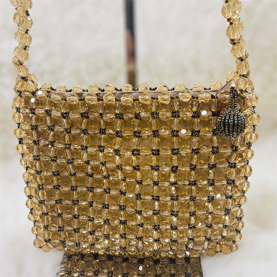 美品 FURLA フルラ ビーズバッグ シャンパンゴールド ビンテージ 希少