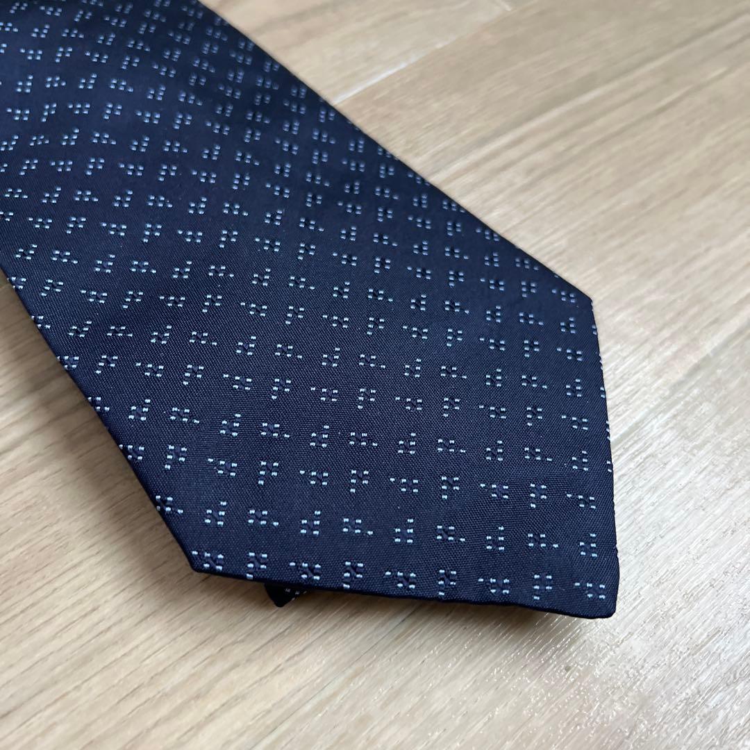 dunhill ネイビー 幾何学模様 ネクタイ