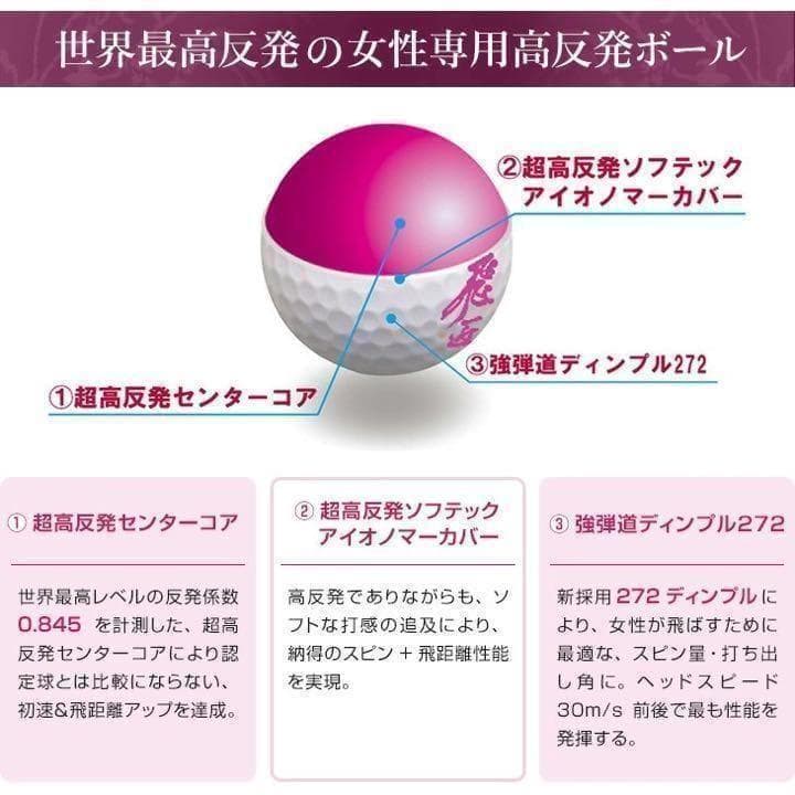 新型 必ず飛ぶ女性用高反発球 ワークスゴルフ 飛匠プレミアムレディ 2箱セット