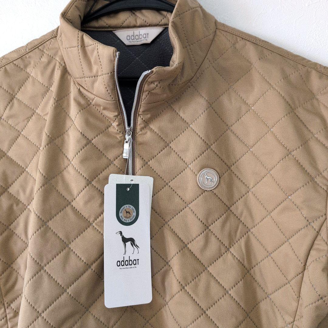 新品　adabat ベージュ キルティング ハーフジップ　ゴルフウェア　半袖