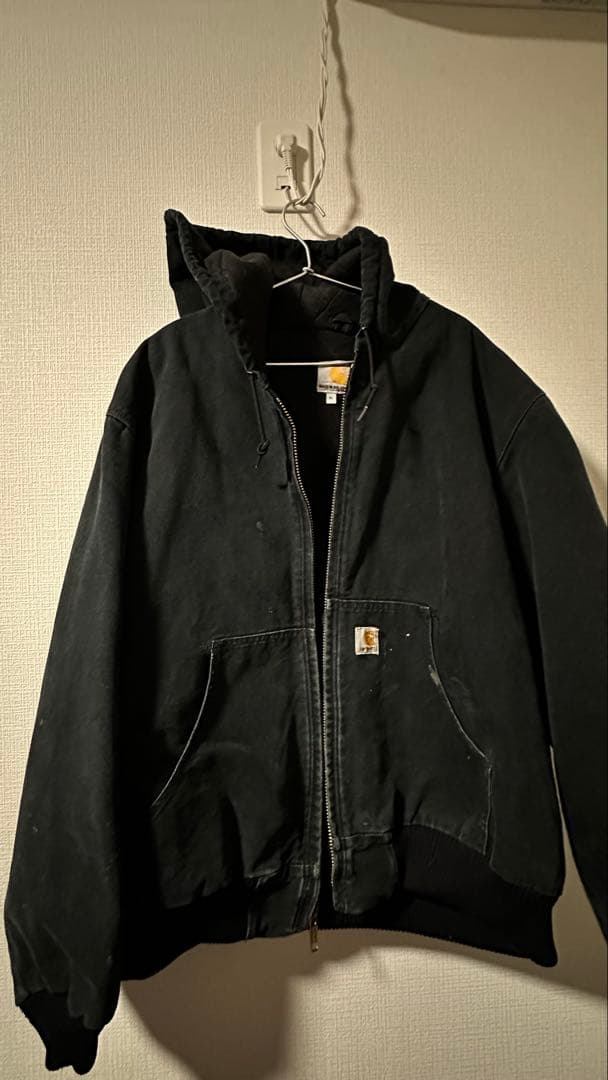 カーハートアクティブジャケット　 ブラック 裏毛キルティングUSA 古着 XL