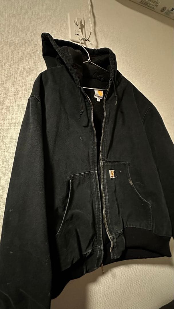 カーハートアクティブジャケット　 ブラック 裏毛キルティングUSA 古着 XL