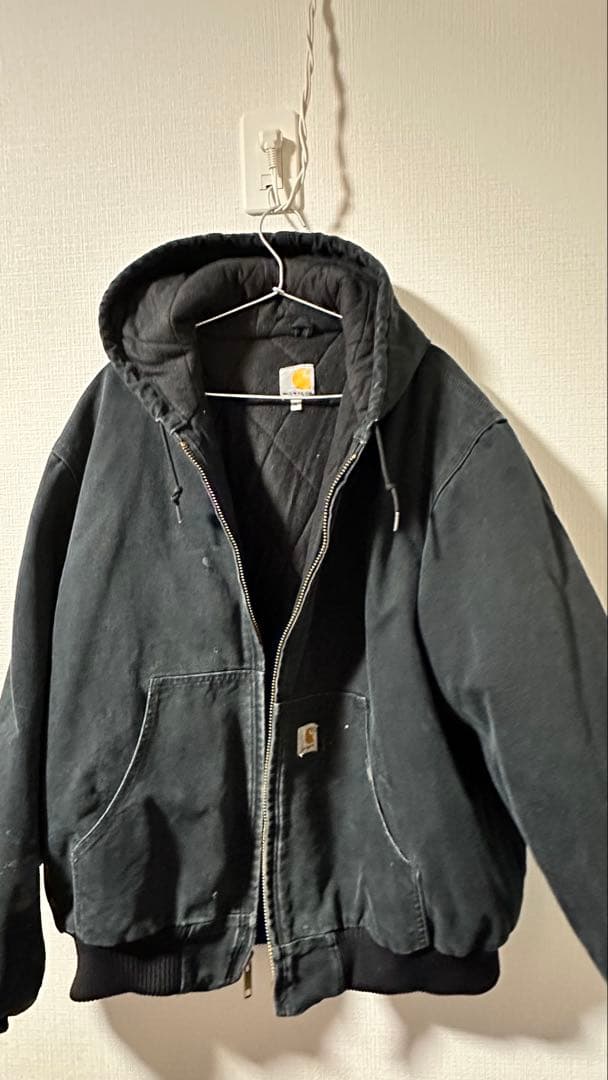 カーハートアクティブジャケット　 ブラック 裏毛キルティングUSA 古着 XL