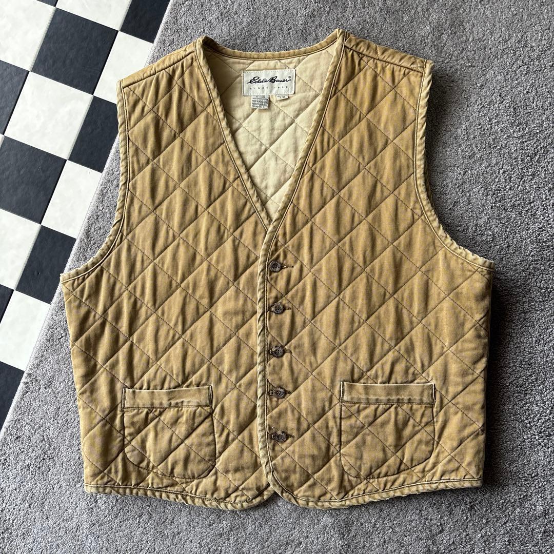 Eddie Bauer キルティングベスト L/G ベージュ