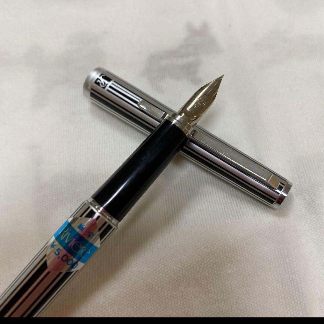 新品 昭和レトロ　プラチナ万年筆 RIVIERE 18KWG 細字 ストライプ