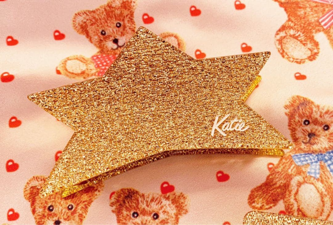Katie GLITTER star クリップ　ゴールド・シルバー　2個セット