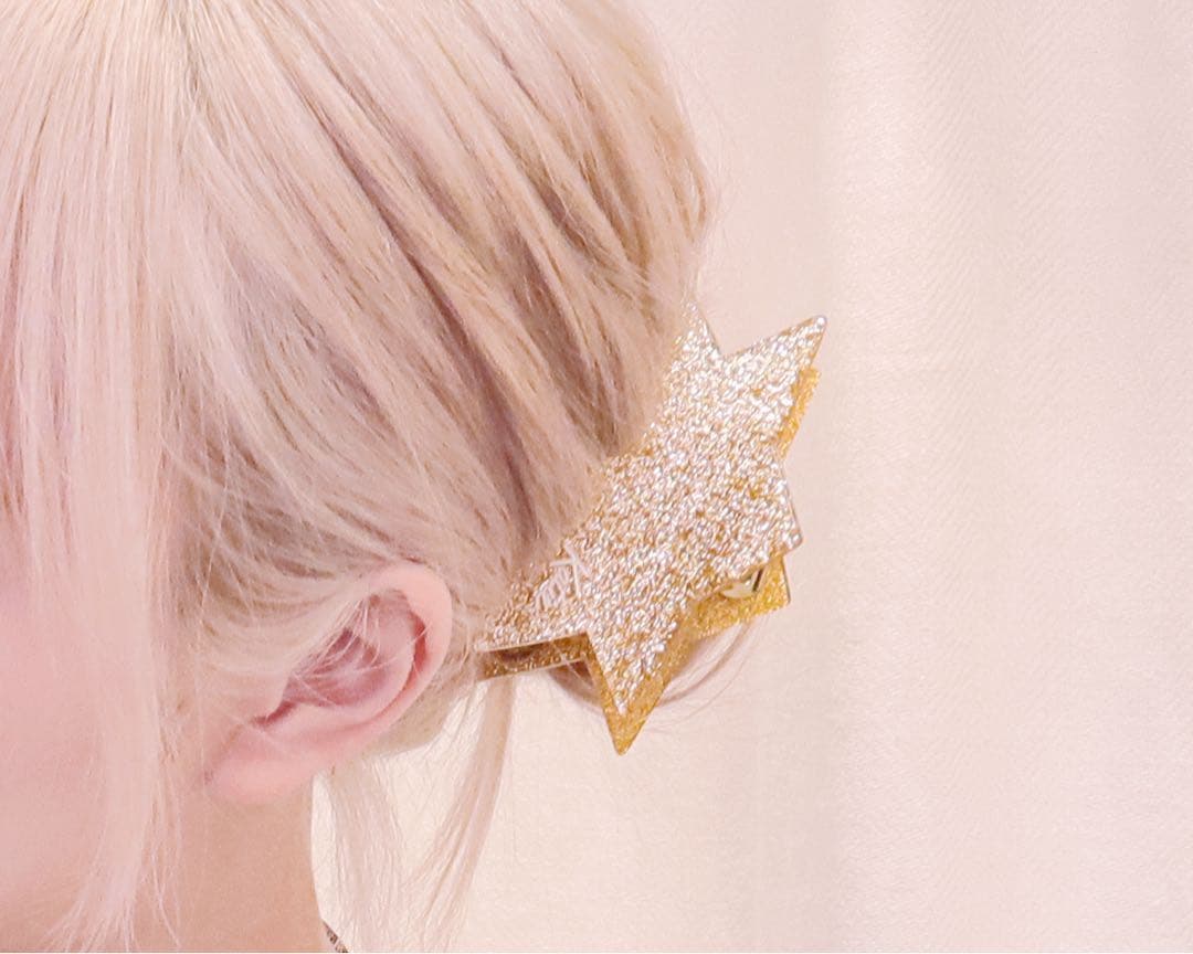 Katie GLITTER star クリップ　ゴールド・シルバー　2個セット