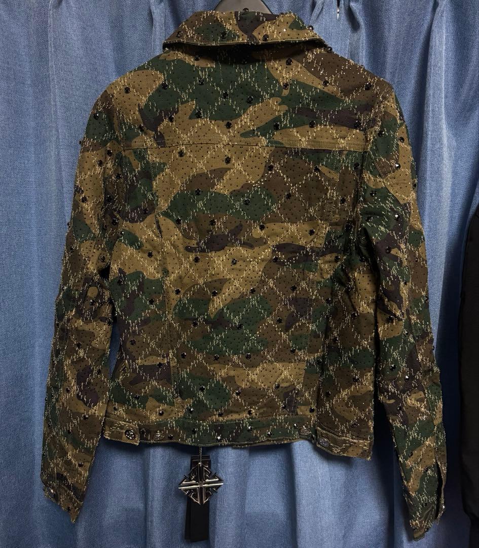 ジャケット・アウター guapi camo embellished denim jacket s