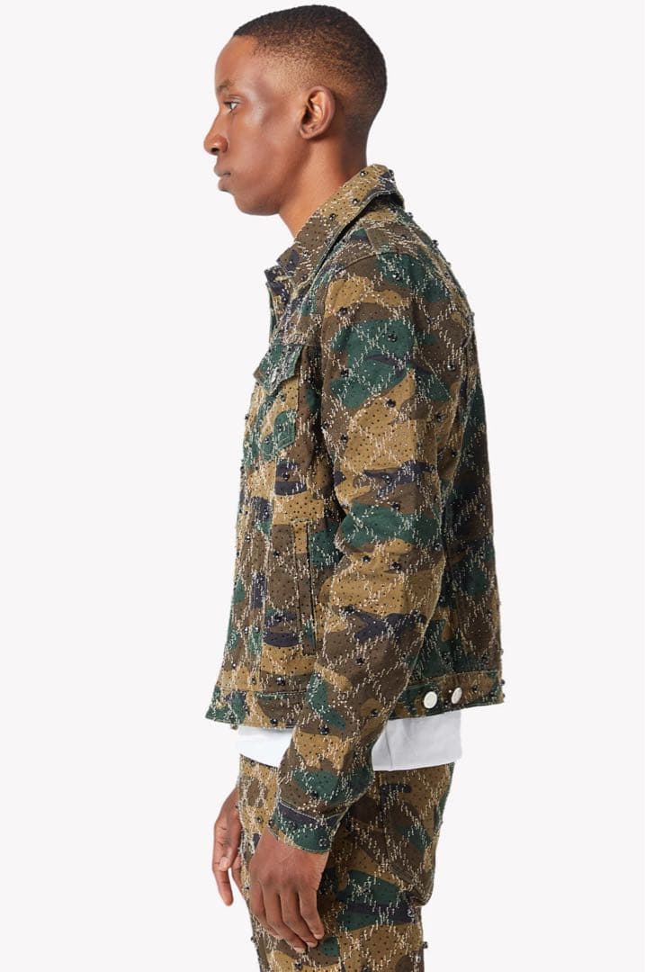 ジャケット・アウター guapi camo embellished denim jacket s
