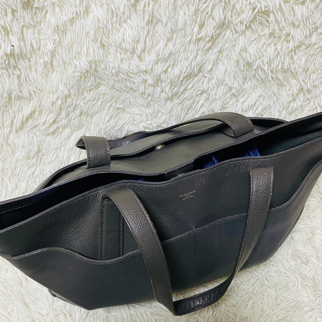 PELLE MORBIDA レザー トートバッグ 本革 ビジネスバッグ グレー