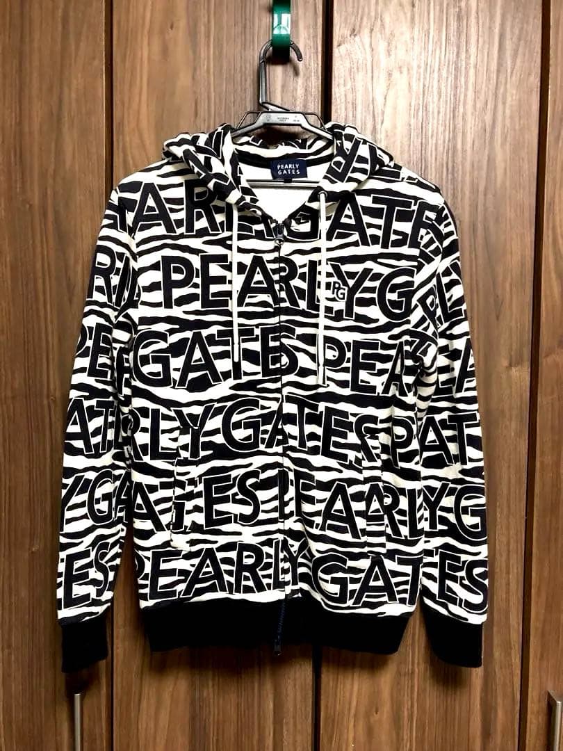 PEARLY GATES ゼブラ柄 レディースフーディジャケット　裏起毛