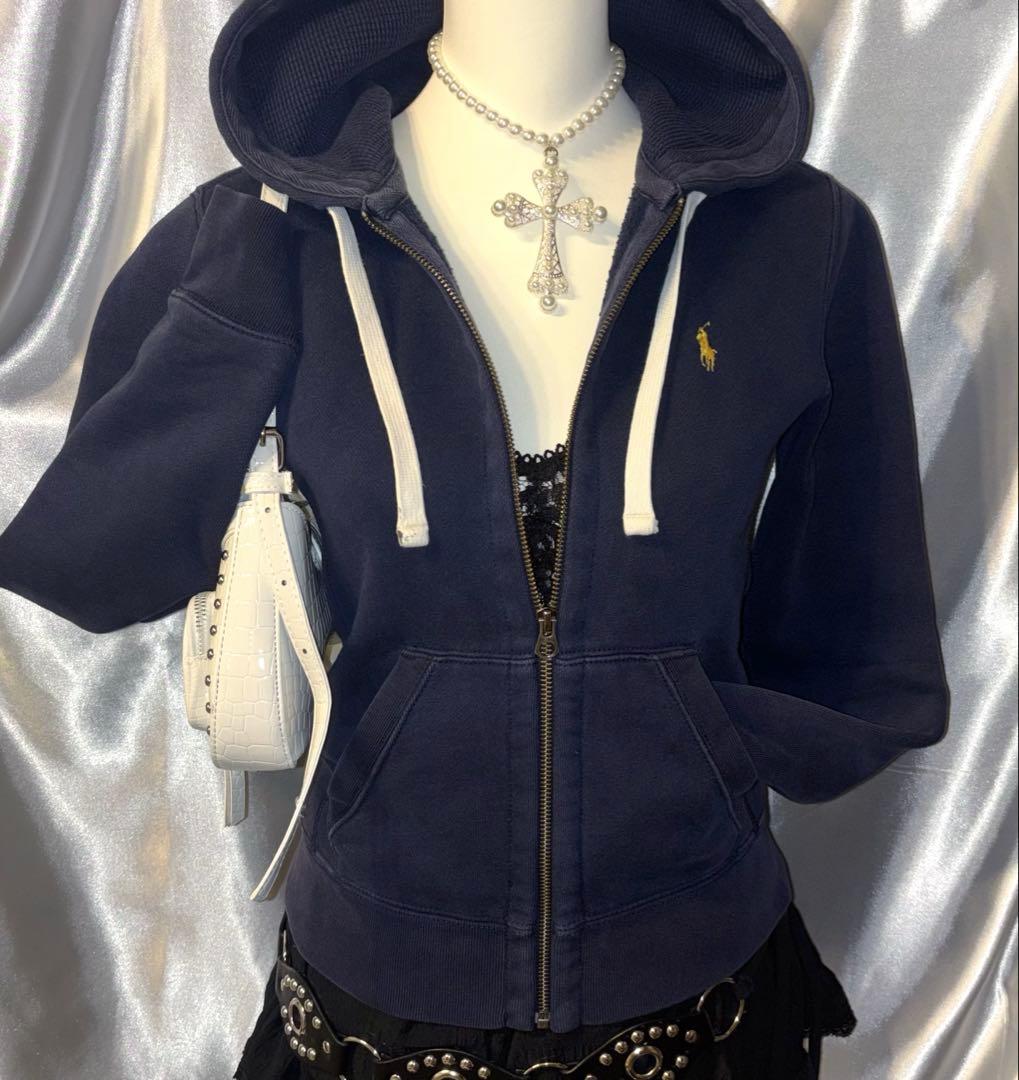 90s Old Polo Ralph Lauren y2k パーカー ネイビー