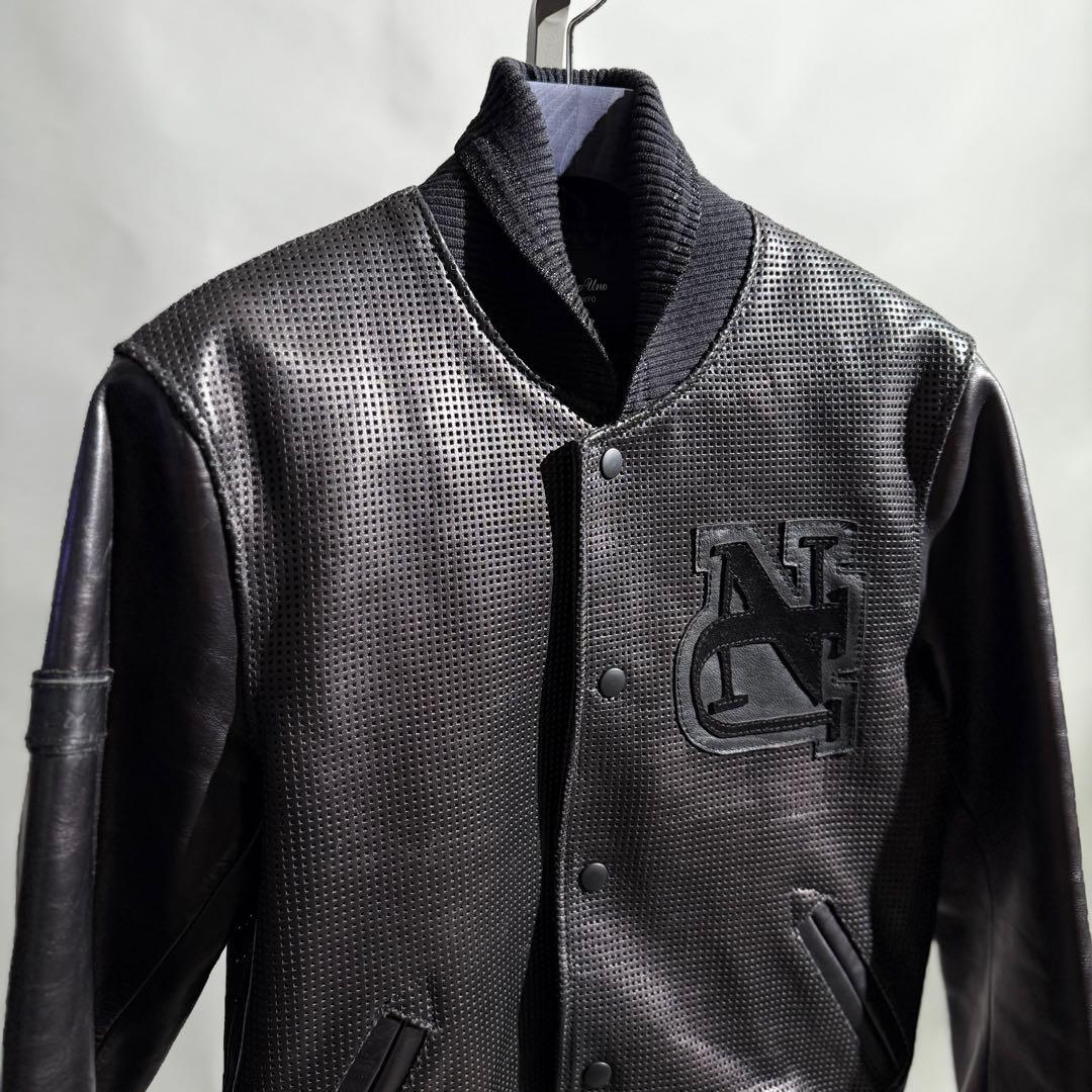 美品 Numero Uno パンチングレザースタジャン 黒 46