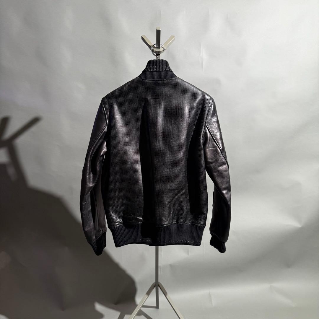 美品 Numero Uno パンチングレザースタジャン 黒 46