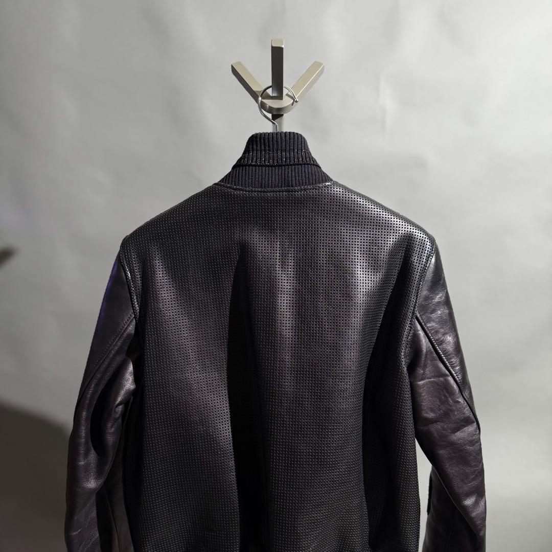 美品 Numero Uno パンチングレザースタジャン 黒 46