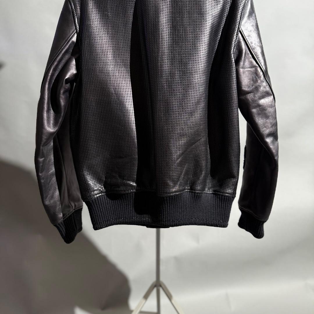 美品 Numero Uno パンチングレザースタジャン 黒 46