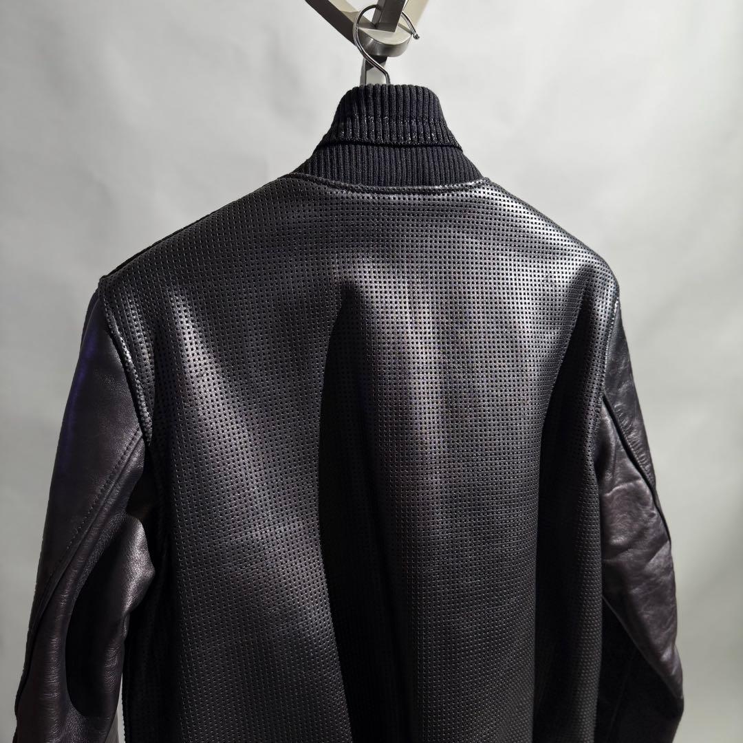 美品 Numero Uno パンチングレザースタジャン 黒 46