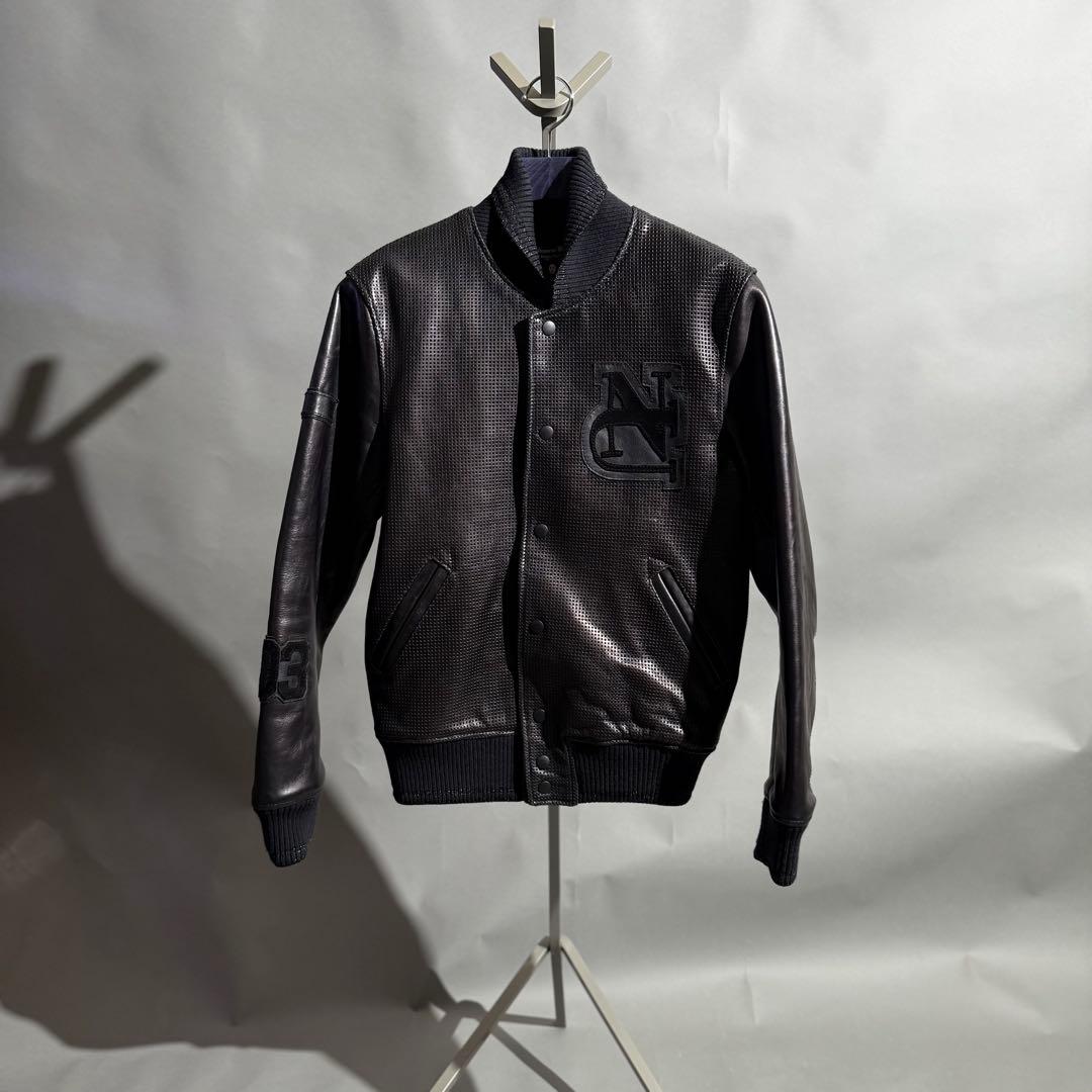 美品 Numero Uno パンチングレザースタジャン 黒 46