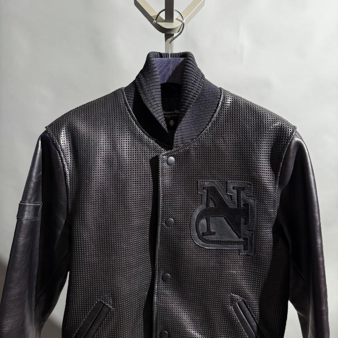 美品 Numero Uno パンチングレザースタジャン 黒 46