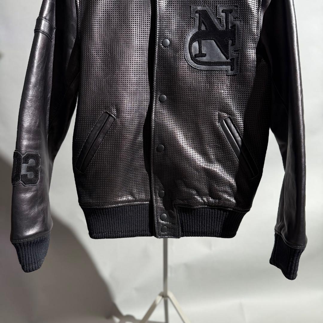 美品 Numero Uno パンチングレザースタジャン 黒 46