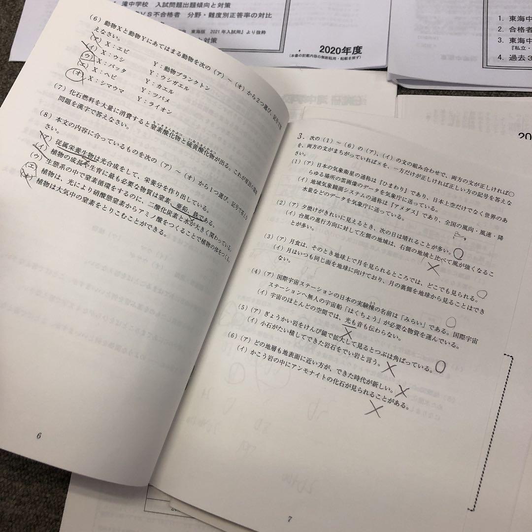 日能研東海　東海中／滝中トライアル　２回　2020年度　成績/保護者資料付属