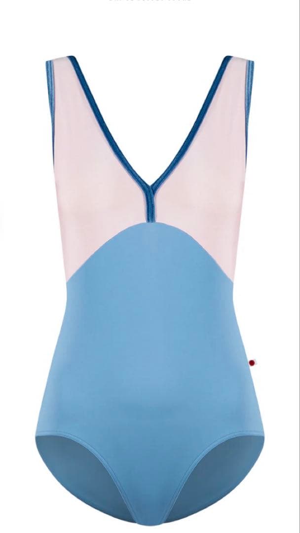 【YUMIKO】《美品》ピンク×ブルーのVネックレオタード