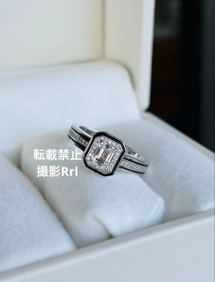 新品◆リズレリング　スクエア　エメラルドカット　13.5〜14号