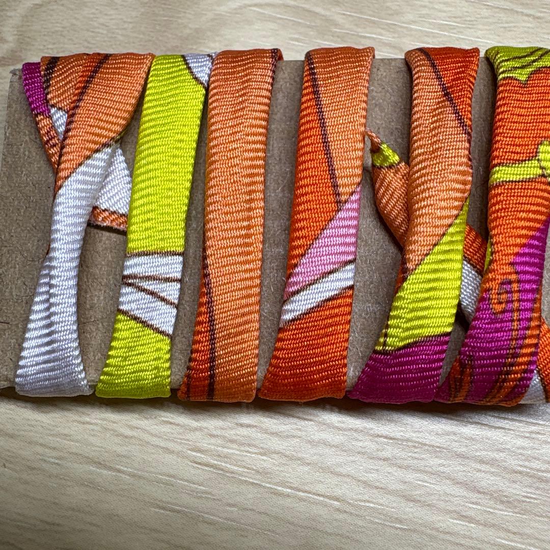Twilly d'Hermès マルチカラーリボン　ラニエール　シルク紐　GJ8