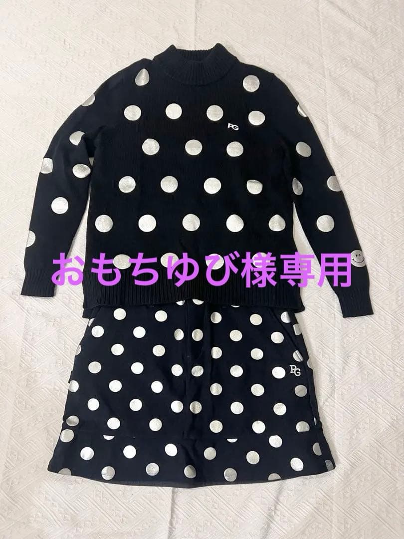パーリーゲイツ　ドット　ネイビー　ニット＆スカートセット