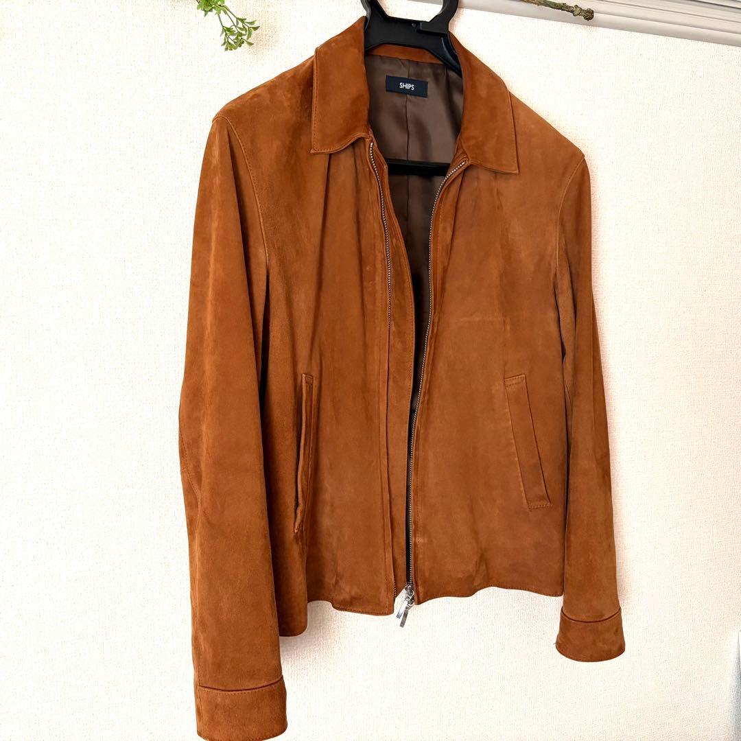 【美品】SHIPS ゴートスエード レザーブルゾン Sサイズ 山羊革
