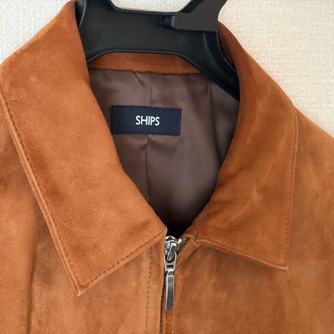 【美品】SHIPS ゴートスエード レザーブルゾン Sサイズ 山羊革