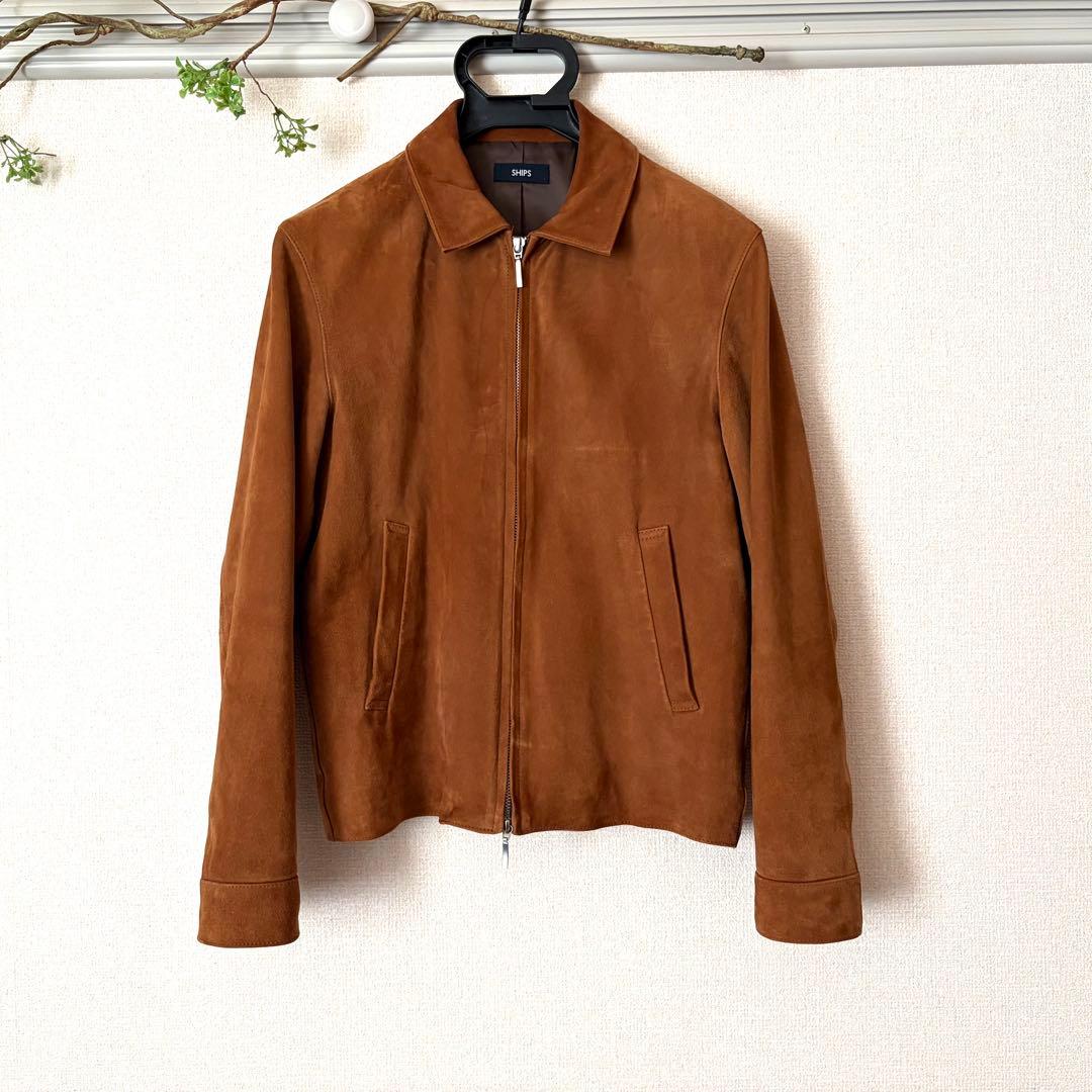 【美品】SHIPS ゴートスエード レザーブルゾン Sサイズ 山羊革