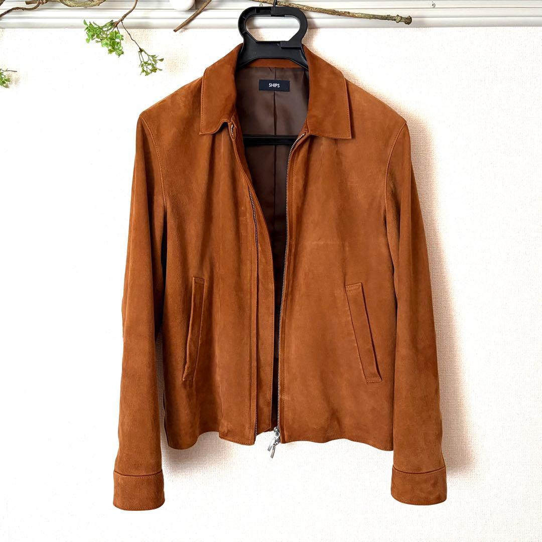 【美品】SHIPS ゴートスエード レザーブルゾン Sサイズ 山羊革