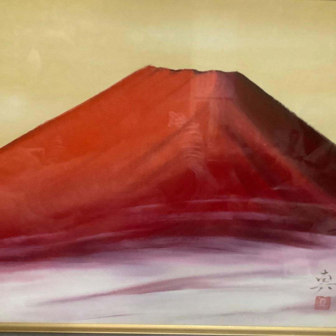 takeさん専用　日本画　作者　【松田　真】　タイトル　【赤富士】　油絵　F6