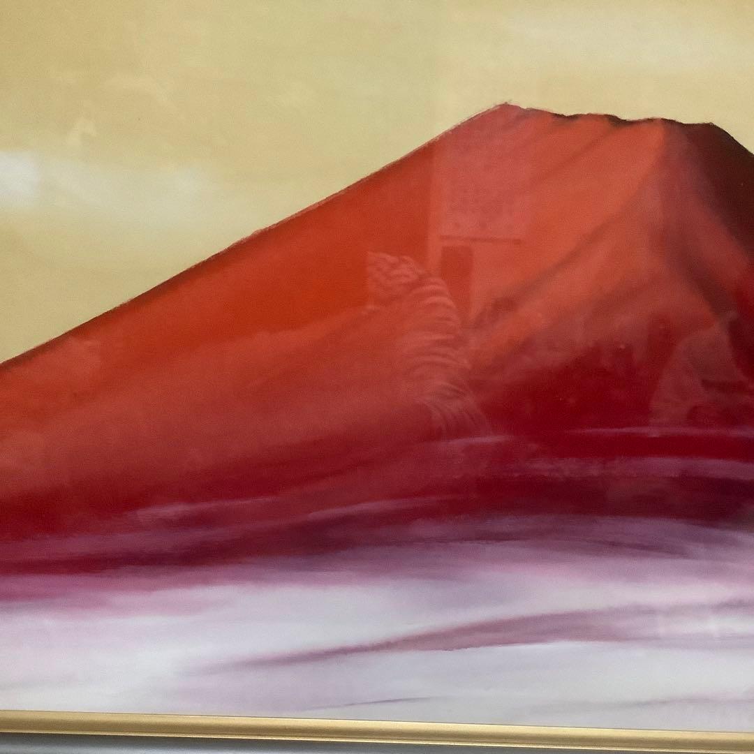 takeさん専用　日本画　作者　【松田　真】　タイトル　【赤富士】　油絵　F6