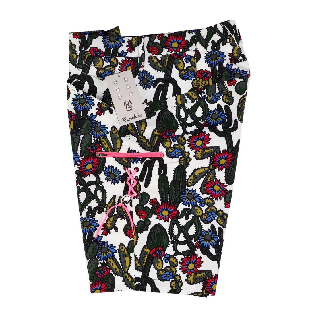 【size6】ラッセルノ ゴルフ ルチャ 花柄&サボテン ショートパンツ 白