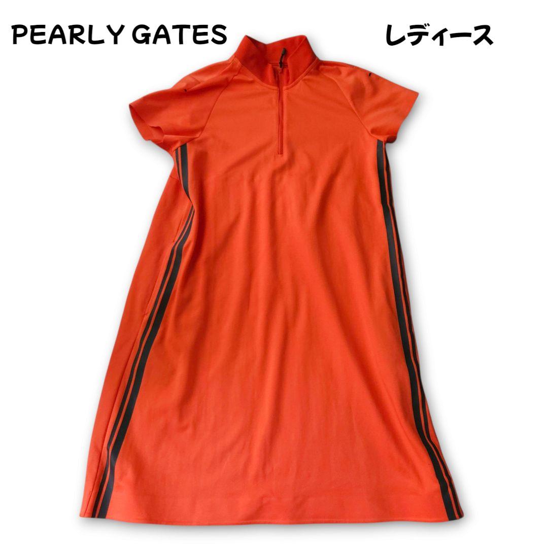 パーリーゲイツ 半袖ワンピース ハーフジップ Mサイズ相当 デカロゴ 極美品