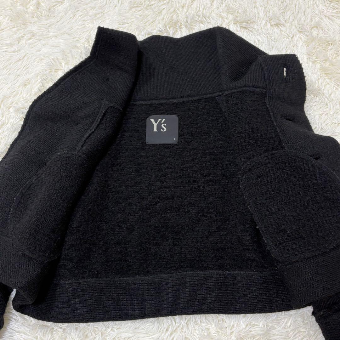 ワイズ　Y‘s 短丈　ウール　厚手　カーディガン　2 M 黒　ハイネック