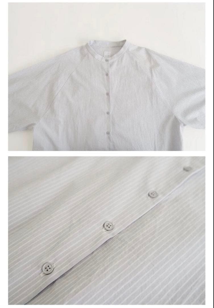 【美品】休日と詩｜バターサンドシャツ・TY-2571 グレーストライプ