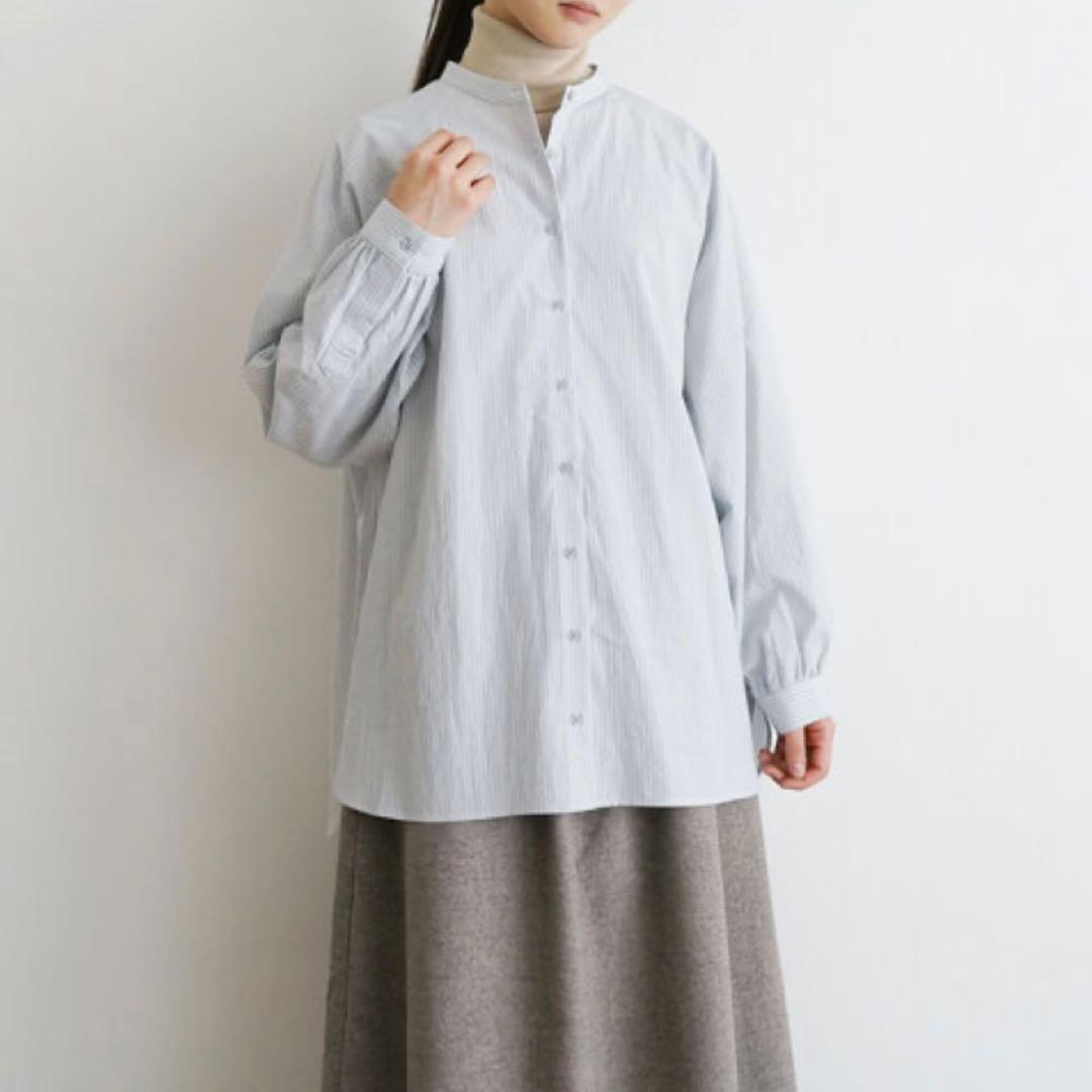 【美品】休日と詩｜バターサンドシャツ・TY-2571 グレーストライプ