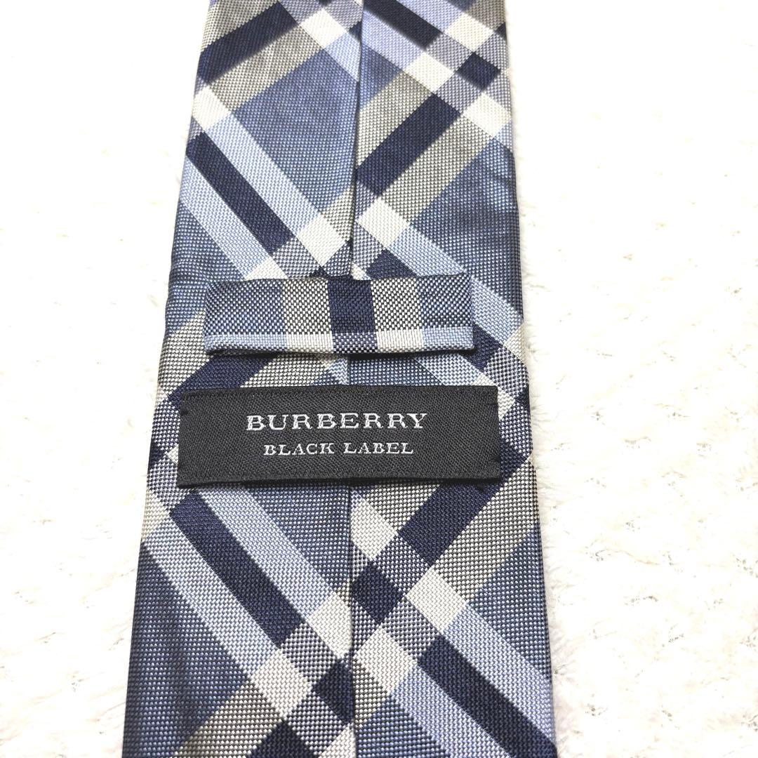 美品✨ BURBERRY BLACK LABEL シルク ネクタイ 総柄 ブルー