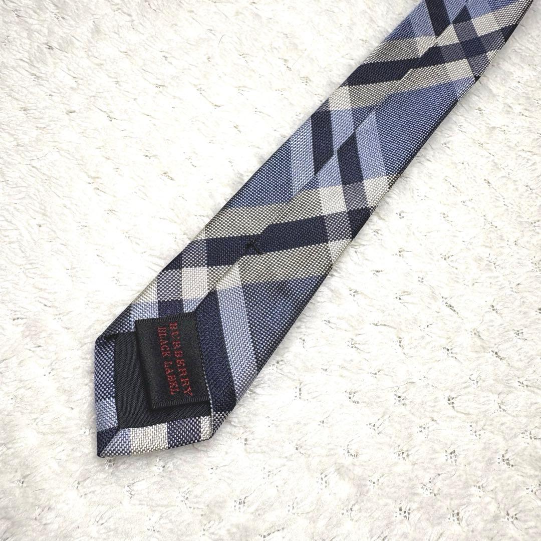 美品✨ BURBERRY BLACK LABEL シルク ネクタイ 総柄 ブルー
