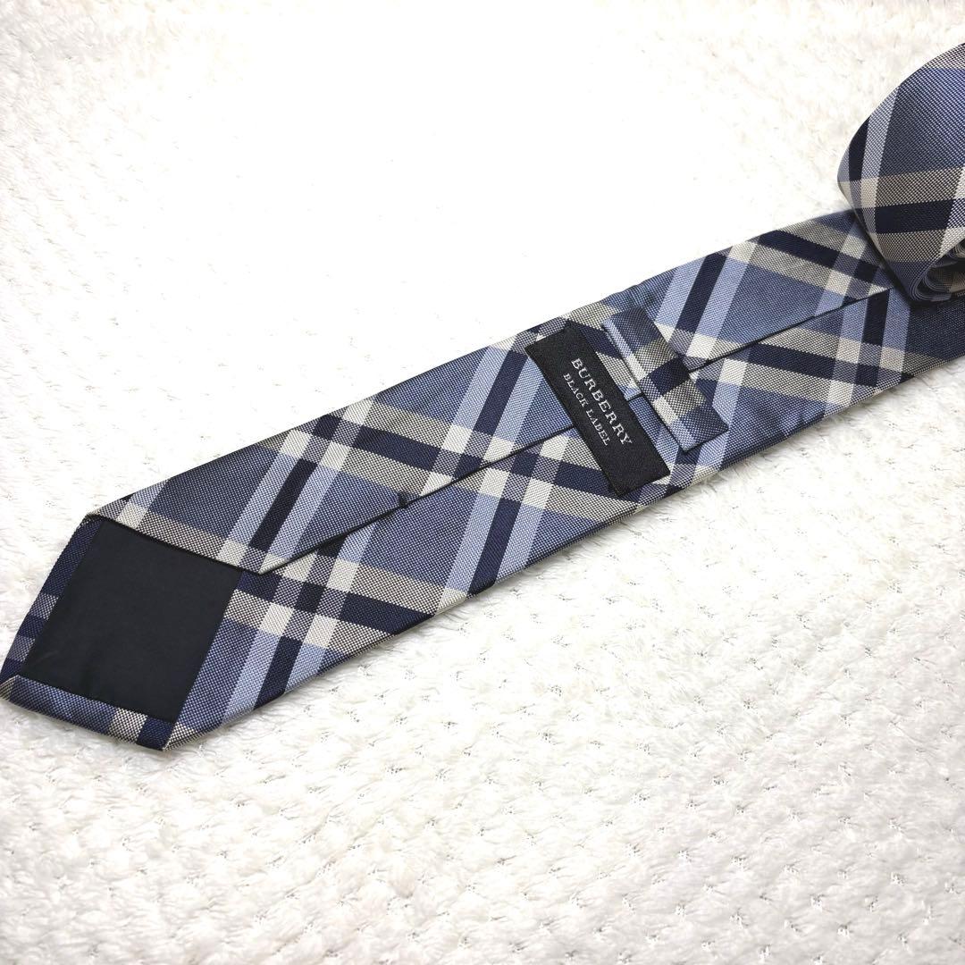 美品✨ BURBERRY BLACK LABEL シルク ネクタイ 総柄 ブルー