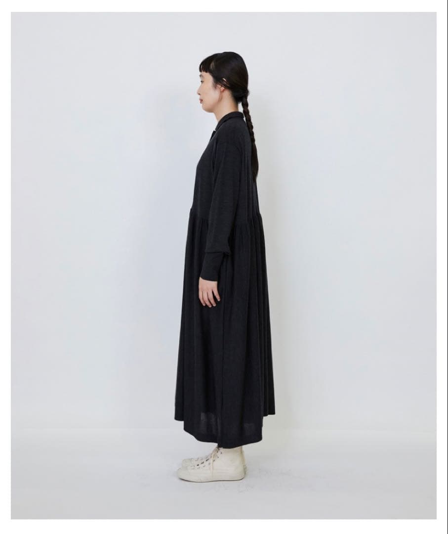 LOISIR ロワズィール ウール 梳毛 天竺 ポロワンピース